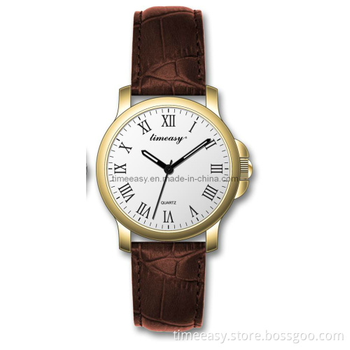 Fashion Watch Leather Strap Steel Case Gift Watch